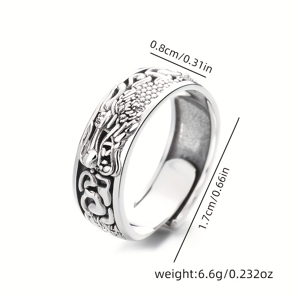 Dragon Pattern Sterling Silver Ring 6.6g